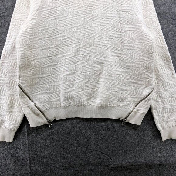 Anthropologie Moth White Sweater Womens S Textured Knit Crewneck Side Zip - Picture 4 of 10
